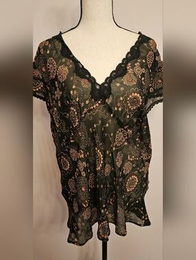 Gothy Vintage Gap Sheer Floral Festival Top